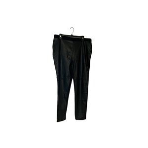 Roamans Womens 18 20 Black Faux Suede Front Panel Pants Leggings